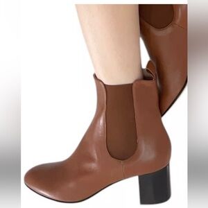 Kahmune London Mila Heel Leather Bootie Camel in Size 38 (shoe8)